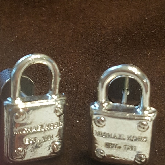 michael kors silver padlock earrings